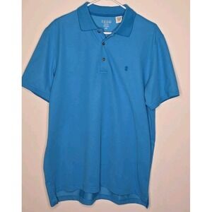 Izod Performance Mens Polo Shirt Ribbed Cuffs Golf Shirt Button Up Collar Large‎